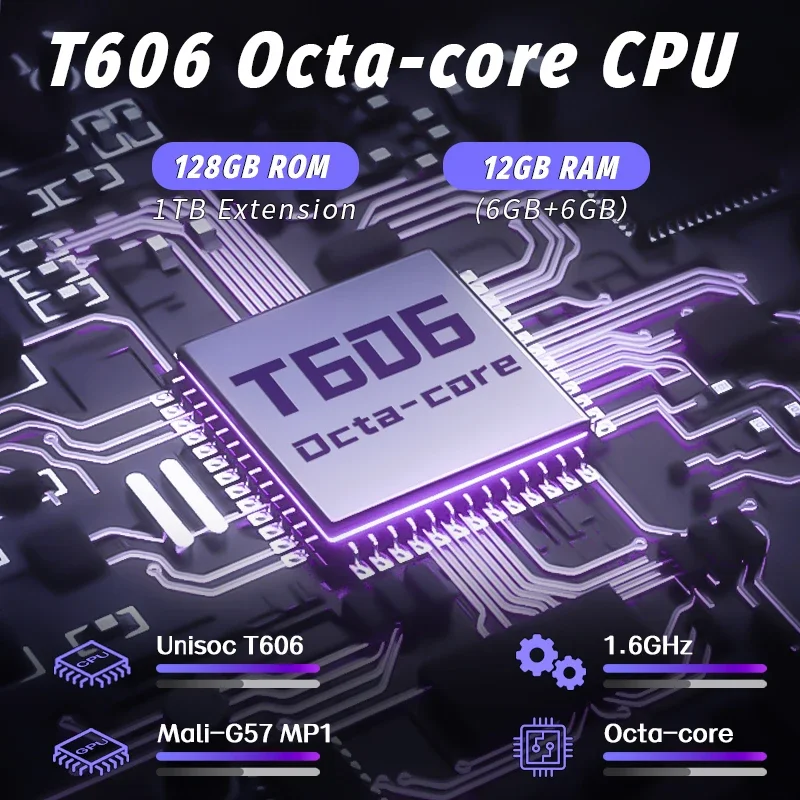 แท็บเล็ต Android 15 ขนาด 10.95 นิ้ว, RAM 12GB (6+6GB ขยายได้) ROM 128GB โปรเซสเซอร์ Octa-Core, Widevine L1, WiFi 2.4G/5G, แบตเตอรี่ 8000mAh
