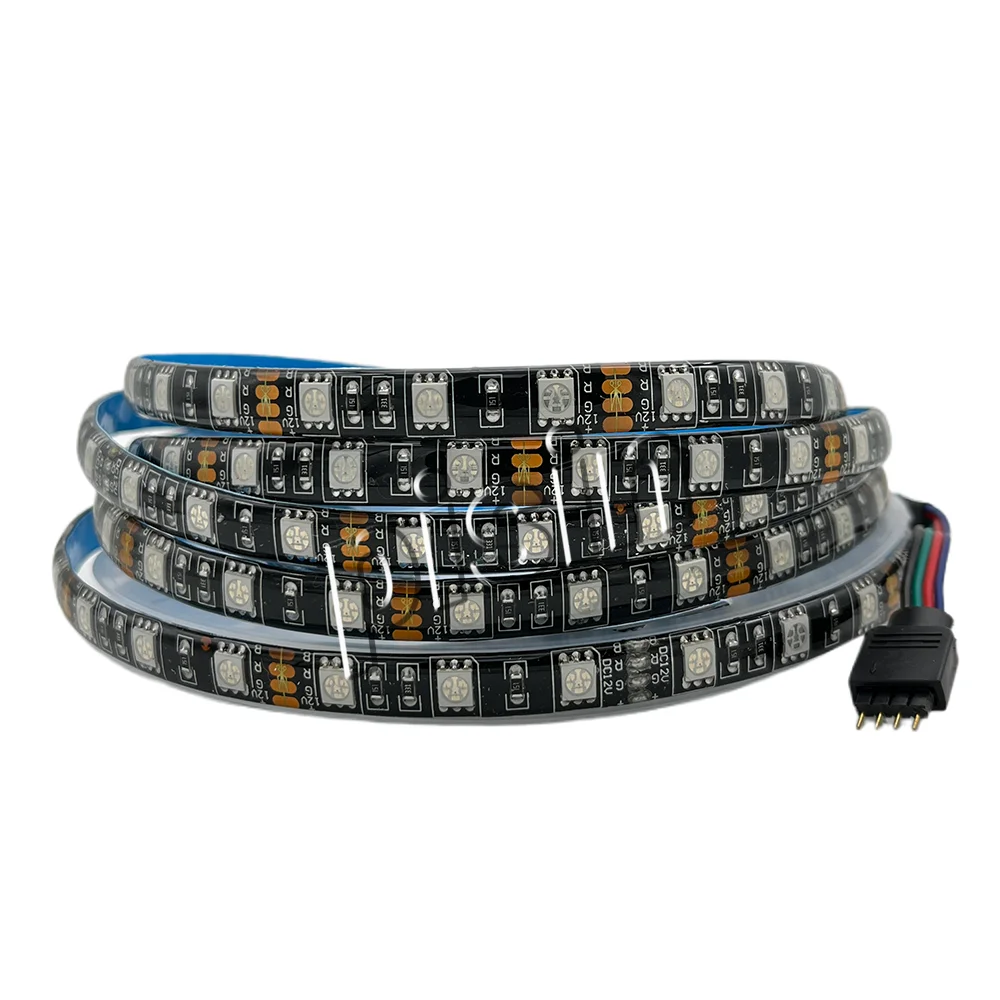 

5 м светодиодная лента 5050 RGB, черная печатная плата, 12 В, 60 светодиодов/м, водонепроницаемая, IP65, не водонепроницаемая, IP20, для автомобиля, ТВ, мотор, ТВ, фоновое украшение