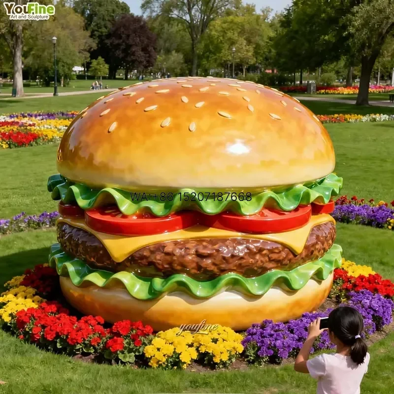 Wmwmnu for YOUFINE Large Beautiful Fiberglass Resin Hamburger Statue Sculpture