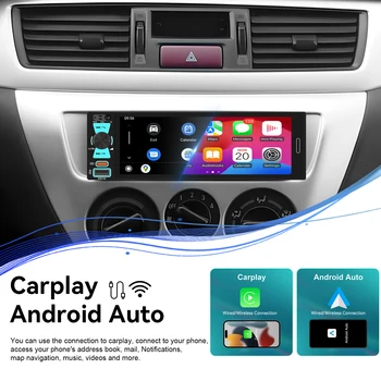 Radio para Auto Podofo de 6.5'' 1Din, Reproductor Multimedia con Carplay Inalámbrico, Android Auto, FM/AM/RDS, Mirror Link, Bluetooth, USB y Tipo-C 1