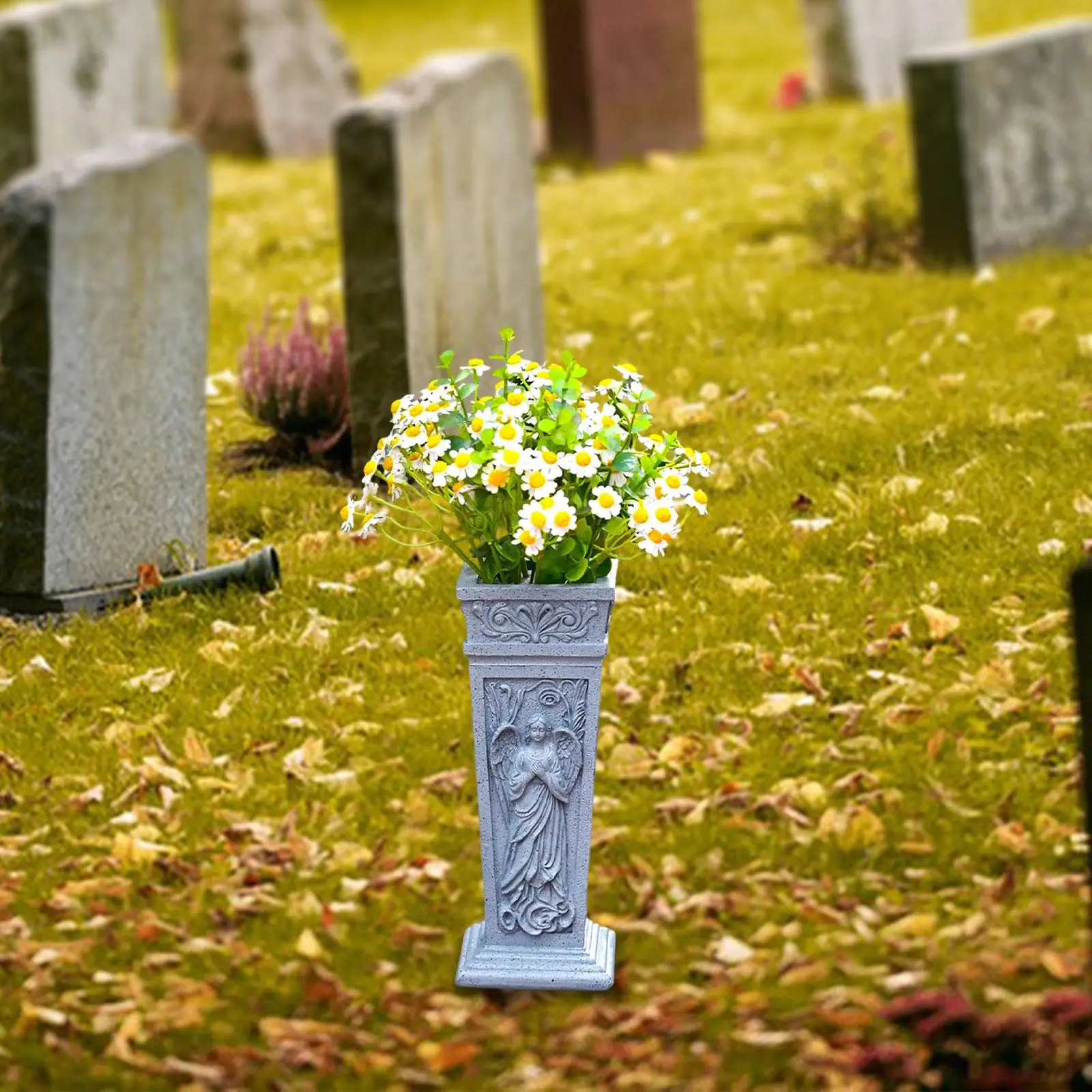 Cemetery Grave Flower Vase Funeral Flower Holder Practical Outdoor with Stake Plant Pot Accessories Gravestone Decor Gift