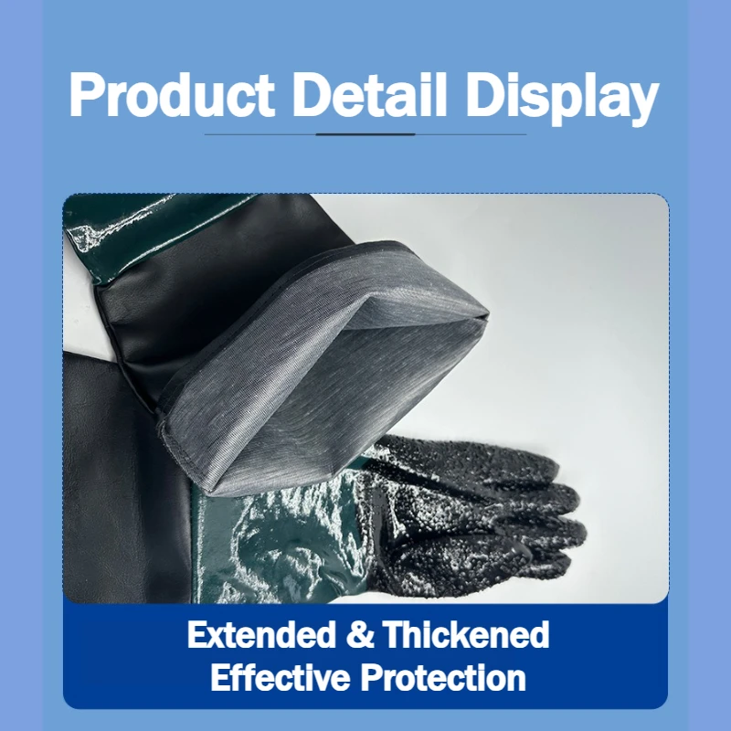 Rubber Sandblaster Gloves for Abrasive Blasting 60cm Length Be Used on Sandblast Cabinet Sand Blasting Gloves with Particle