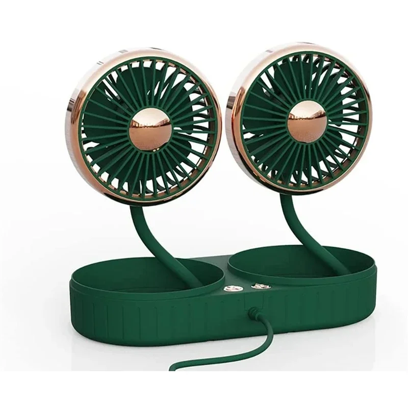 

3-Step Quiet Dual USB Car Fan - 360° Swivel Air Circulator - Portable Automobile Cooling Tool for Ventilation