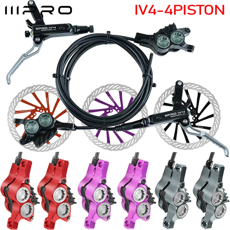 

IIIPRO IV4 Bike Hydraulic Brakes Set 4 Piston Bicycle Hydraulic Disc Brake Set CNC Oil Pressure Bike Brake Caliper/lever 160mm