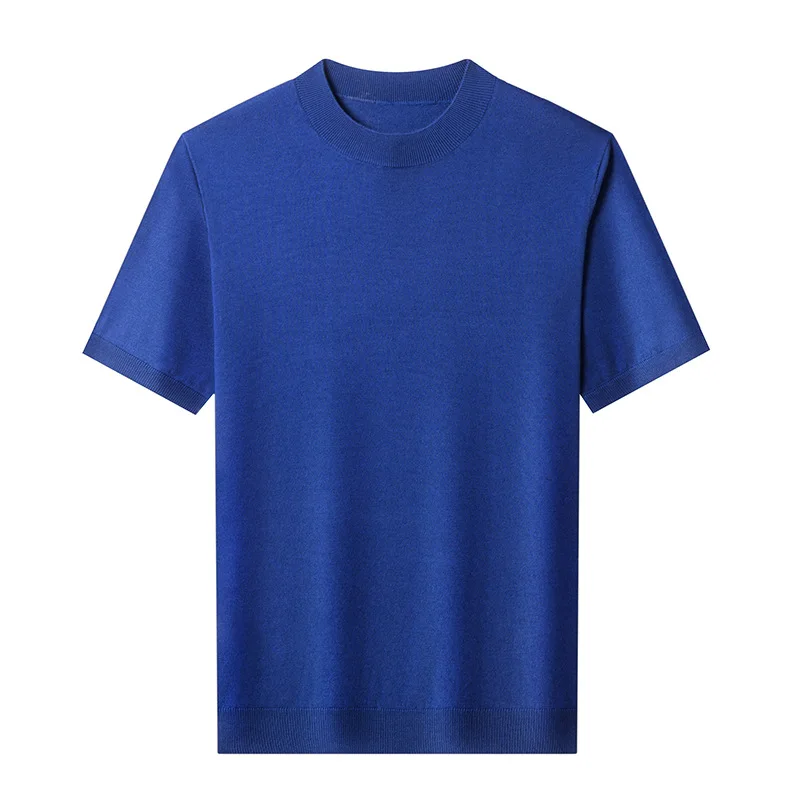 [6 Wool] Men'S Sweater High-End Short Sleeve Casual Business Base Layer Inner Wear Premium Dad Knitwear Men