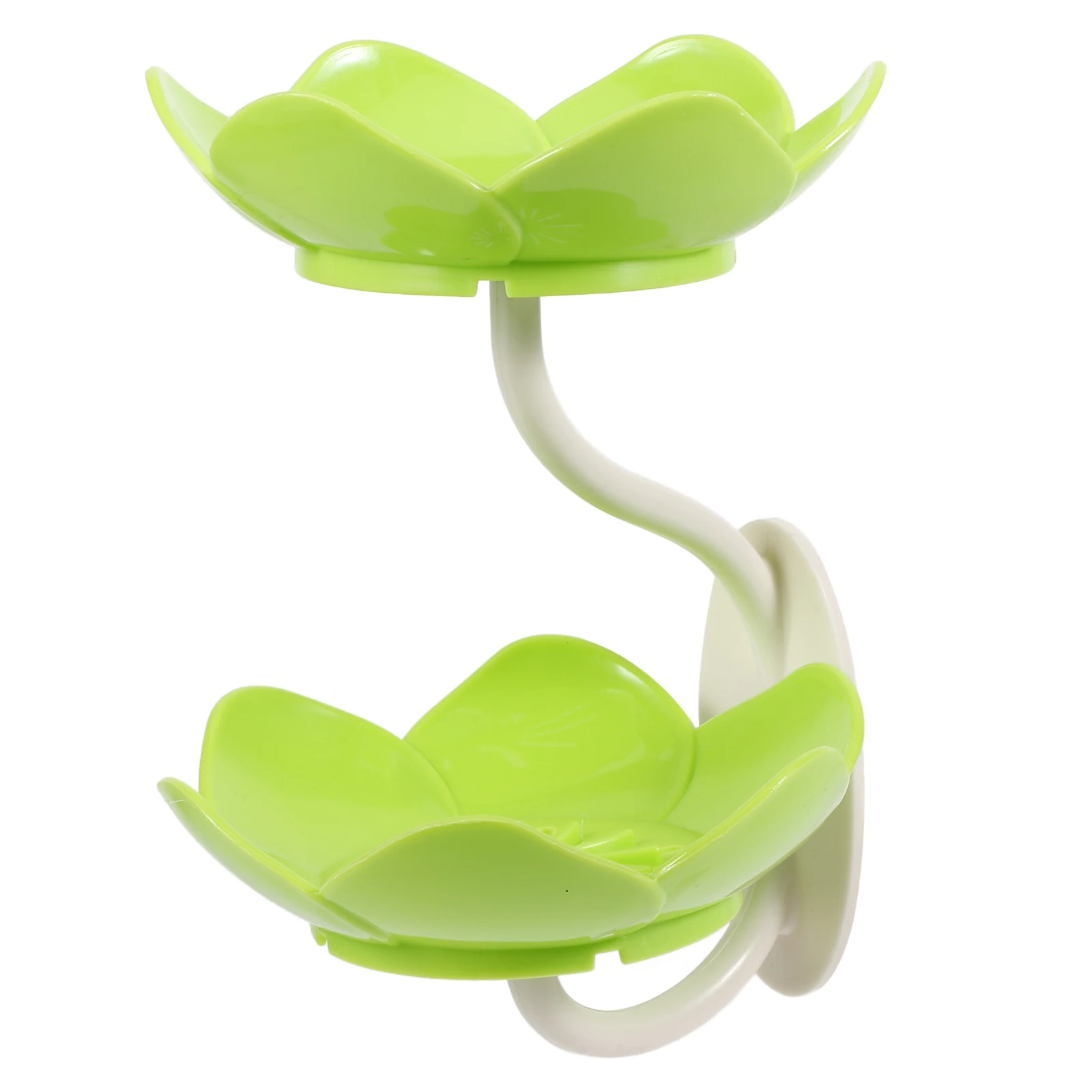 

Wall Mounted Double Tier Soap Dish Lotus Shaped Green Bathroom Holder Durable Plastic Travel Rack Storage Container