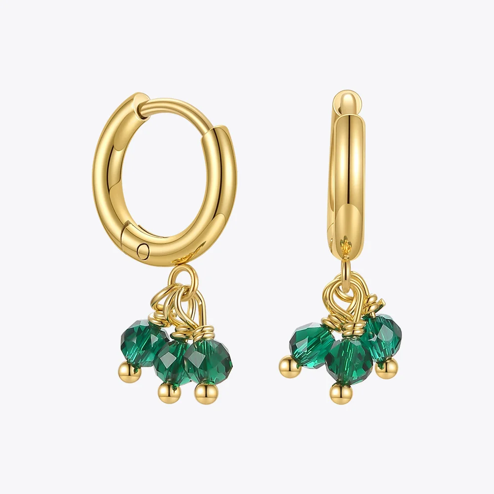 ENFASHION Green Stones Drop Earrings For Women Gold Color Fashion Jewelry Dangle Earring 2021 Boucle Oreille Femme Party E211268