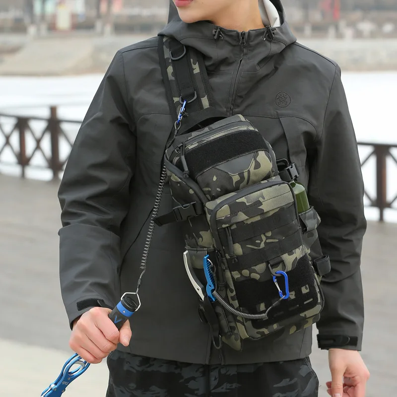 

Wear-resistant and tear-resistant Oxford fabric men's Lure chest bag, multi-functional fishing single-shoulder crossbody bag