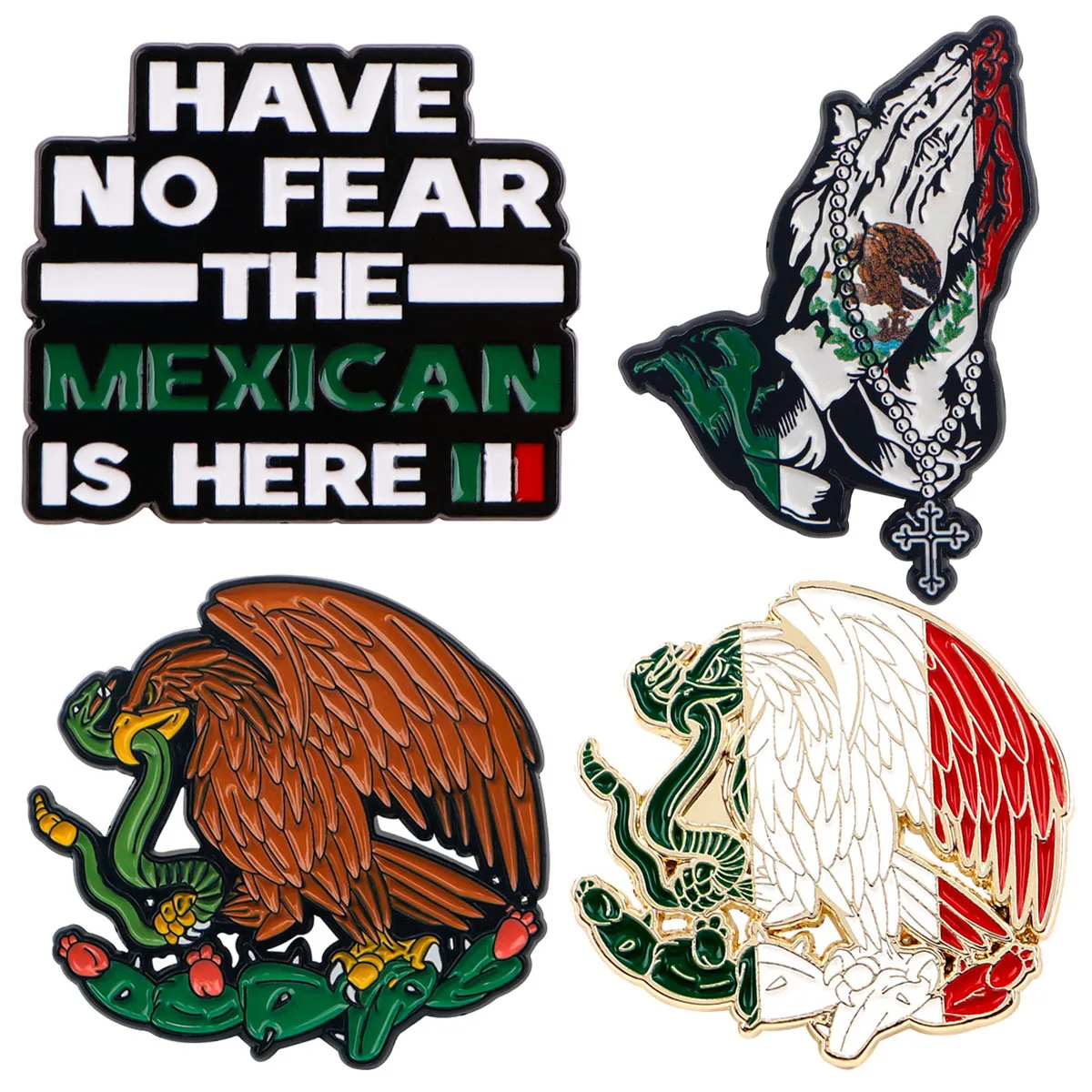 Mexican Flag Enamel Pin Eagle Badges on Backpack Prayer Brooches For Women Lapel Pin Clothing Jewelry Cosplay Accessories Gifts