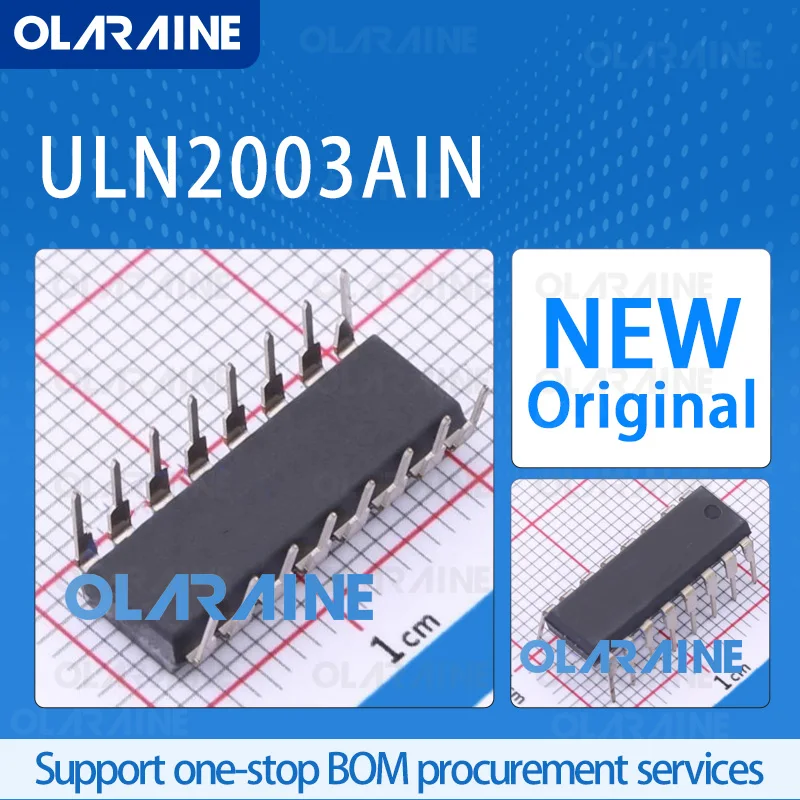 

5/10/100Pcs ULN2003AIN PDIP-16 original 100% New ic chip Darlington transistors Array 7 NPN Voltage 50 V Current 500 mA SMD/SMT