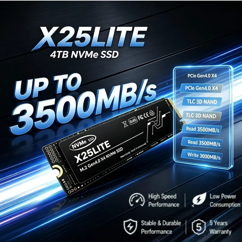X205LITE Gaming SSD M.2 NVMe PCIe4.0 2280 3500MB/s TLC 3D NAND 1TB 2TB 4TB Solid State Disk for PS5 Desktop Laptop