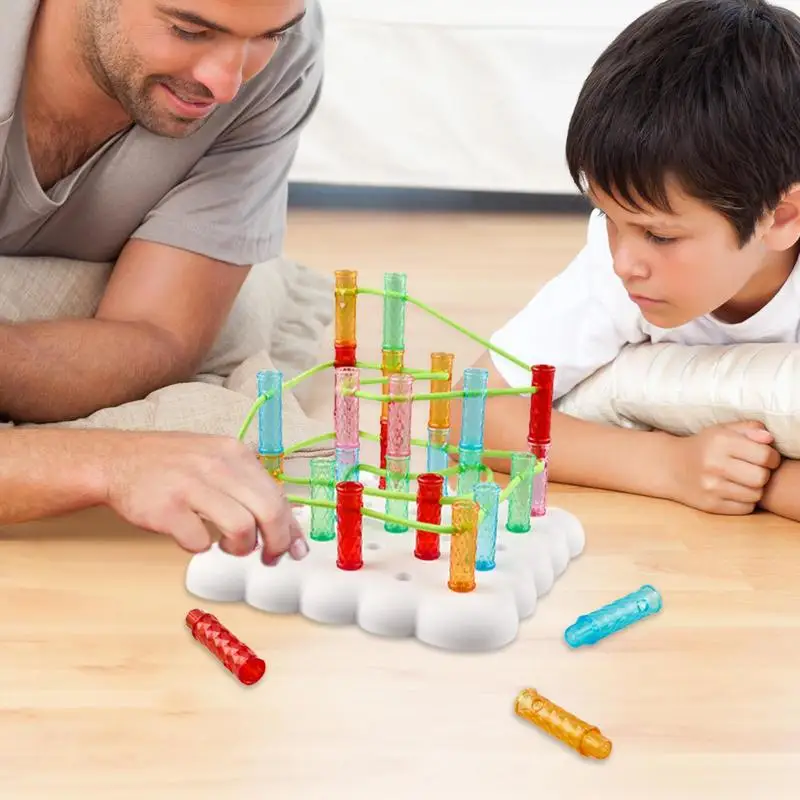 

Toddler Threading Toys Stacking Board Game Two-player Battle Blocks Game For Calming Mood Problem-Solving Learning Counting