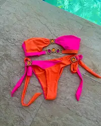 2024 seksowne cyrkonie brazylijskie Bikini kostiumy kąpielowe kryształowe stroje kąpielowe Bikini Bandeau Bikini Biquini stroje kąpielowe stroje plażowe