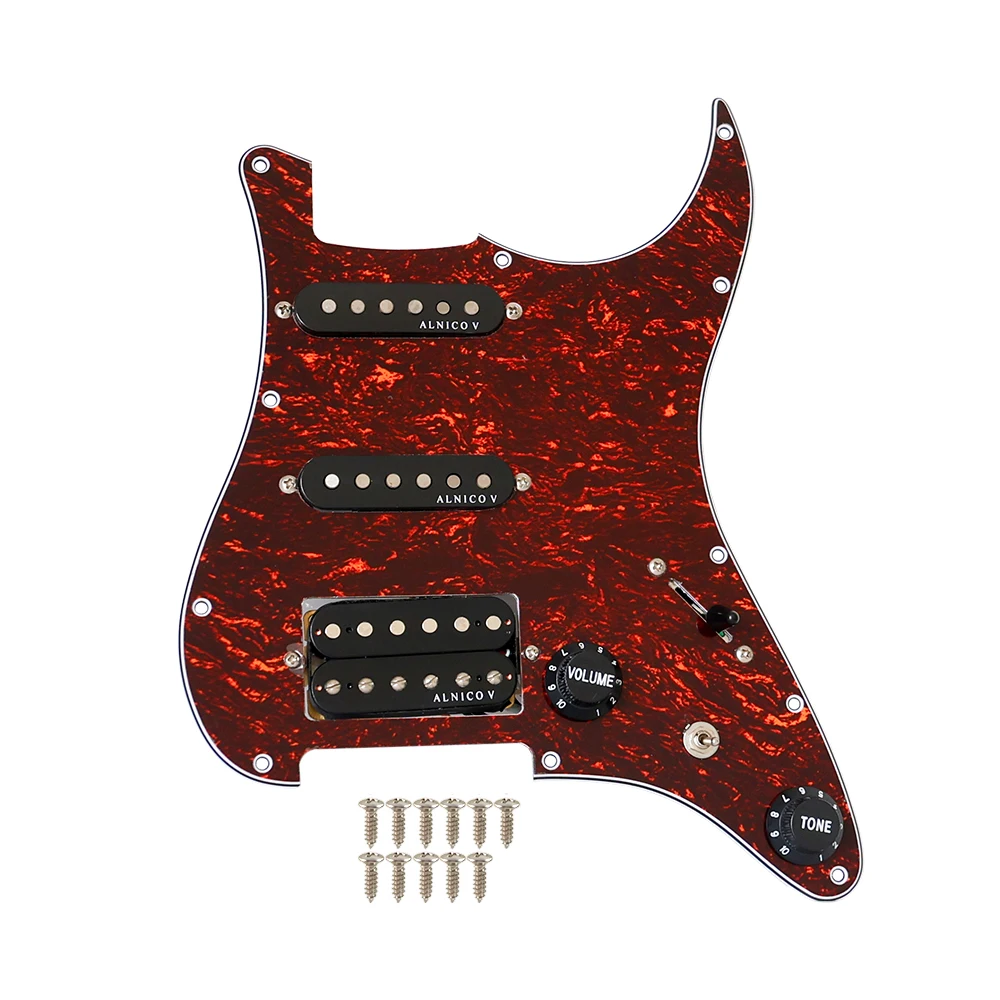 SSH Pickguard مع لاقط جيتار Alnico 5 مع تقسيم الملف محملة بسلك مخدش مسبقًا 500K مجموعة وعاء كبير أجزاء الجيتار #1