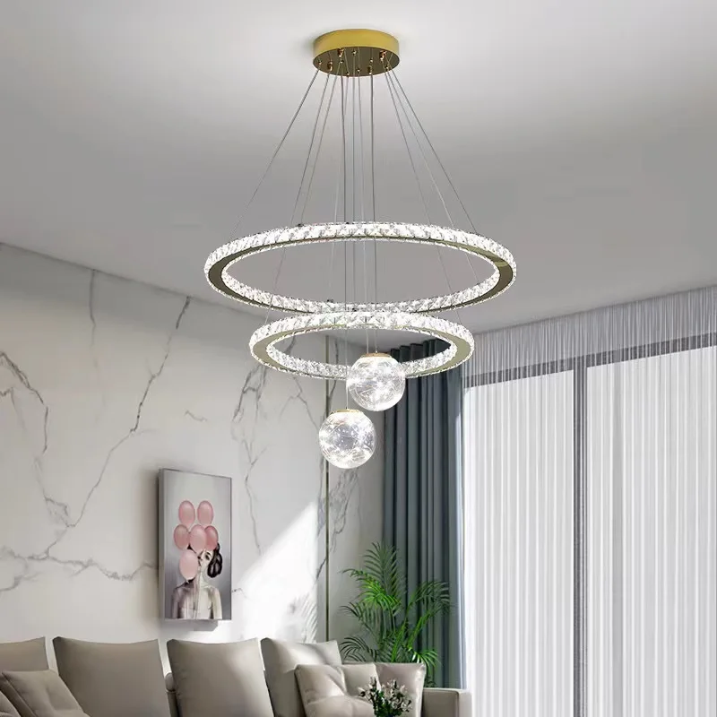 Luxury Modern Led Pendant Lights Lustre Foyer Chandelier Lighting Villa Stairs Hanging Lamp Led Luminarias Indoor Lighting
