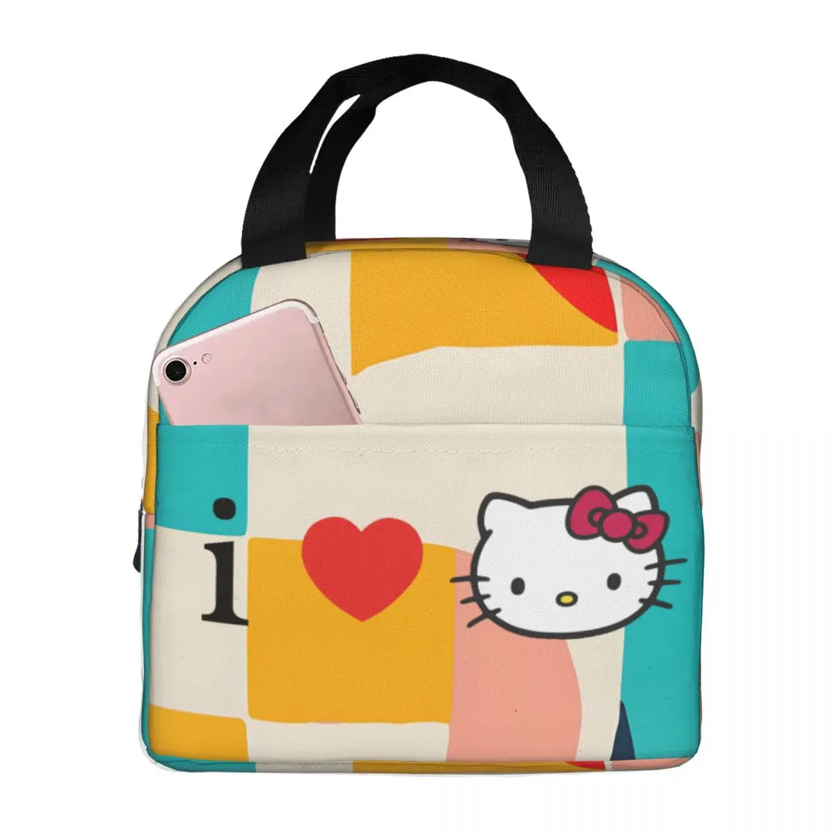 

Многоразовая сумка Hello Kitty для хранения еды, многофункциональная уличная сумка для учеников средней школы, с изображением кошек Диснея