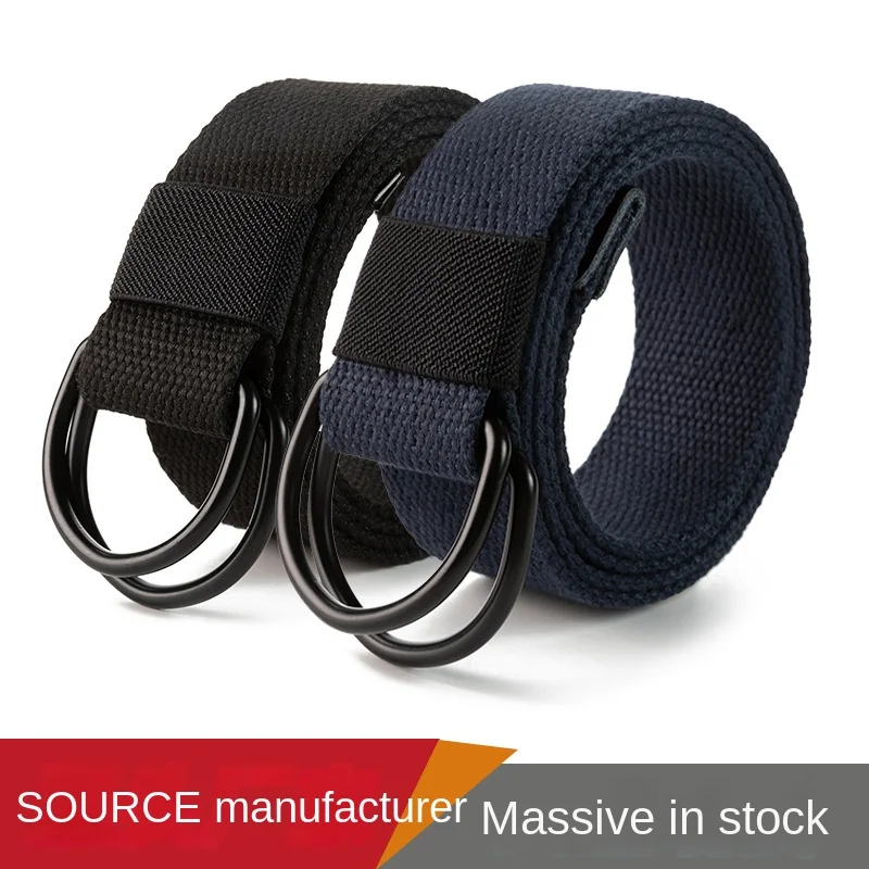 Nylon Double Loop Buckle Belt for Men Women's Daily Fashion Canvas Belt Woven Belt with Adjustable and Elongated Tactical Belt