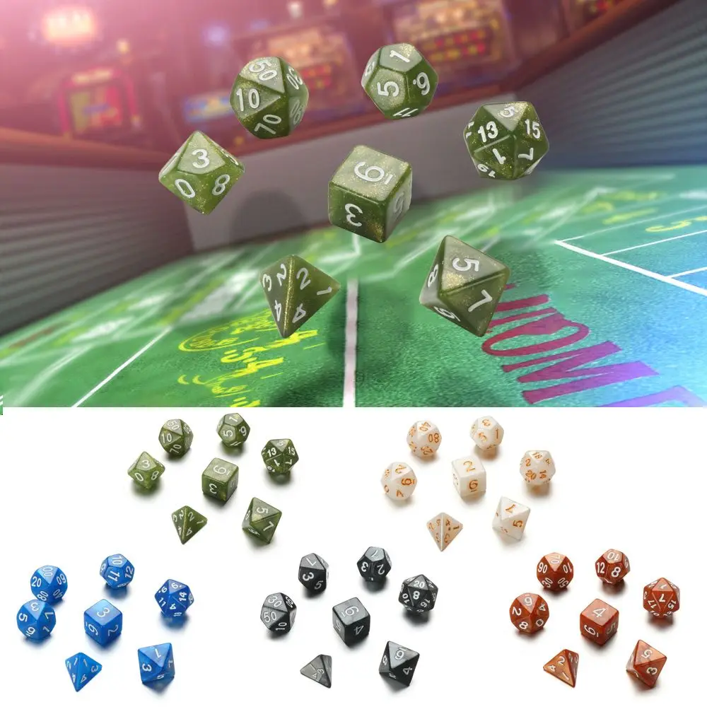

Новые 7 шт. многогранные 7-Die игральные кости для TRPG DND аксессуары D4 D6 D8 D10 D12 D20 игральные кости для настольных карт математические игры