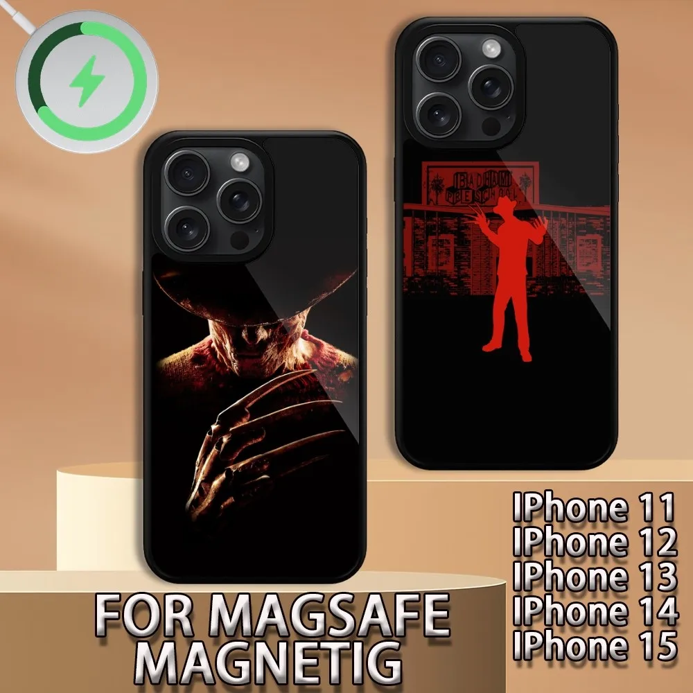 น่ากลัวF-Freddy K-Kruegerเคสโทรศัพท์สําหรับiPhone 15 14 13 12 11 Pro Max Plus Magsafeแม่เหล็กไร้สายชาร์จฝาครอบ