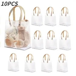 10PCS Holiday Gift Bag Eco-friendly Companion Gift Candy Bag Holiday Gift Birthday Gift Bag, Anniversaries，Frosted Tote Bag