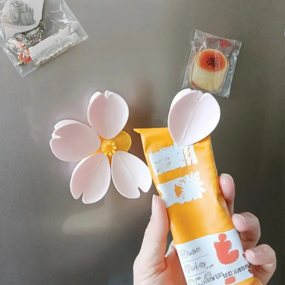 Clip de sellado de alimentos con pétalos de flores de doble capa, imanes magnéticos para nevera, sellador de bolsas de aperitivos para patatas fritas, nueces, accesorios de cocina
