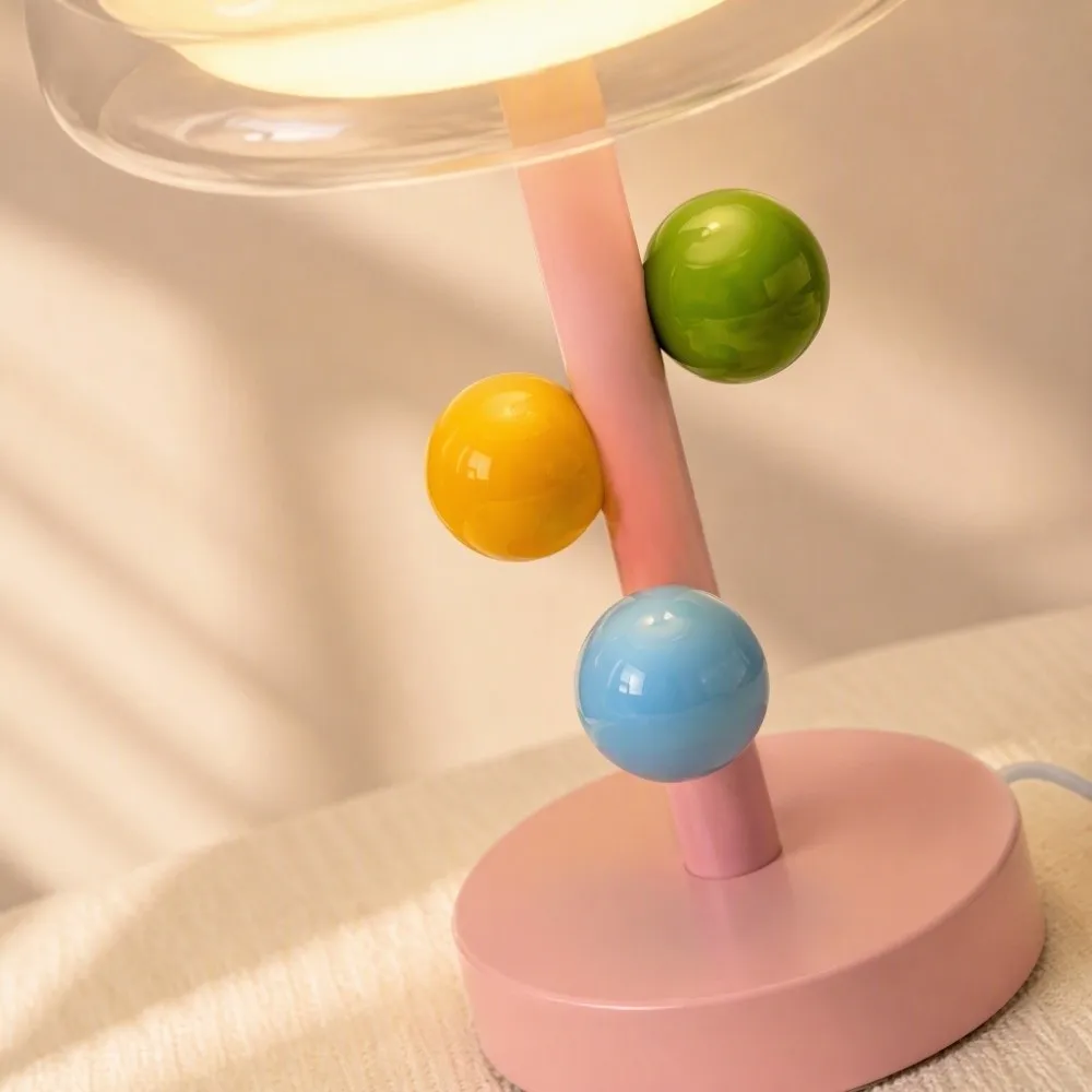 Macaron Color Table Lamp Color Contrast Creative Glass Shade Desk Lamp Dimmable Colorful Metal Glass Bedside Lamp Home Decor