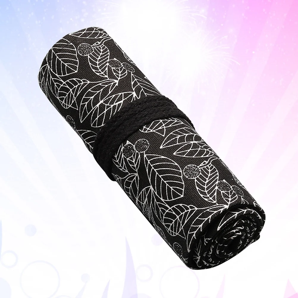 36 Slots Canvas Pencil Roll Wrap Portable Sketching Drawing Pen Holder Large Capacity Organizer Pattern