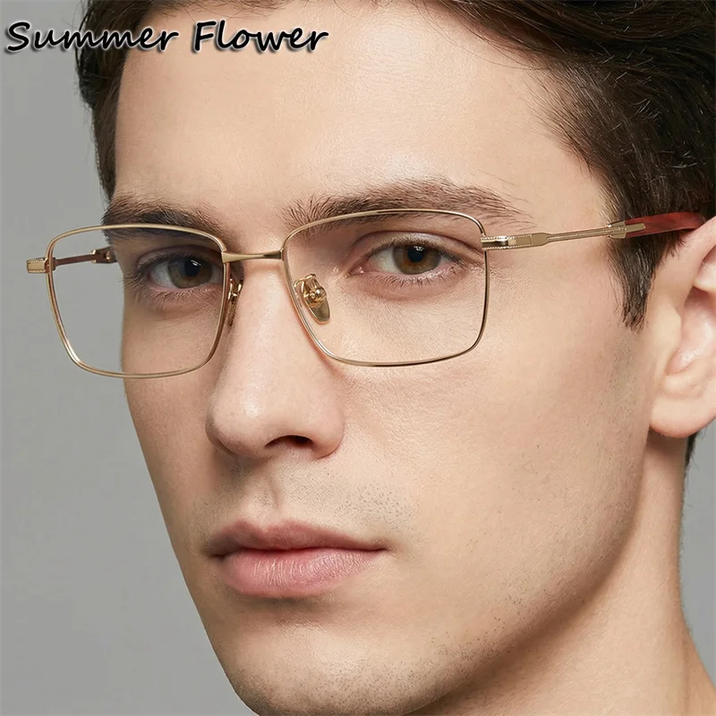 

Men Super Quality Eyewear Pure Titanium Sandalwood Ultra Light Myopia Glasses Frame Prescription Personalize Spectacle for Male