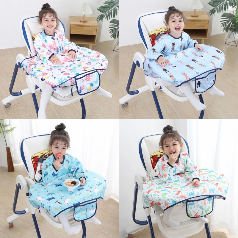 Tablier pour enfant, bavoir d'alimentation anti-salissures pour bébé, Smock 2 en 1, housse Table pour chaise haute D5QA