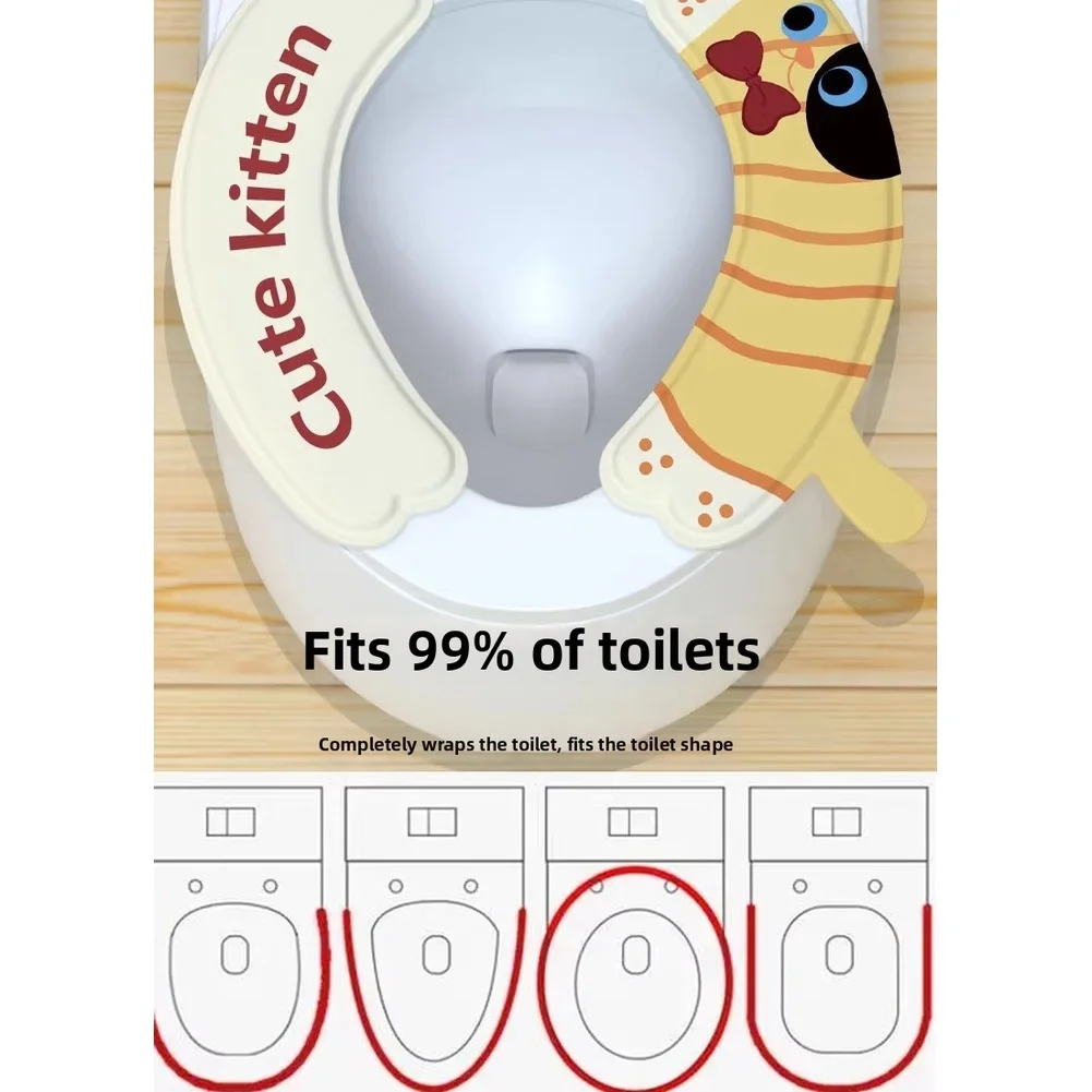 Toilet Seat Cover Made of EVA Material with Fasteners for U V O Style Toilets Non Slip Waterproof Cartoon Pattern