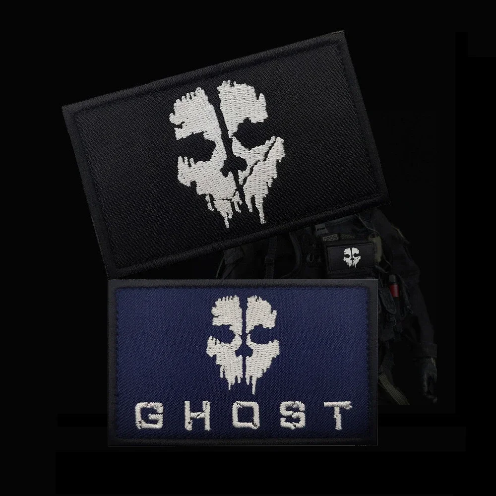 Call of Duty Patch Ghost Mask Skull Embroidered Patches on Clothes Military Tactical Morale Hook and Loop Badges Appliques