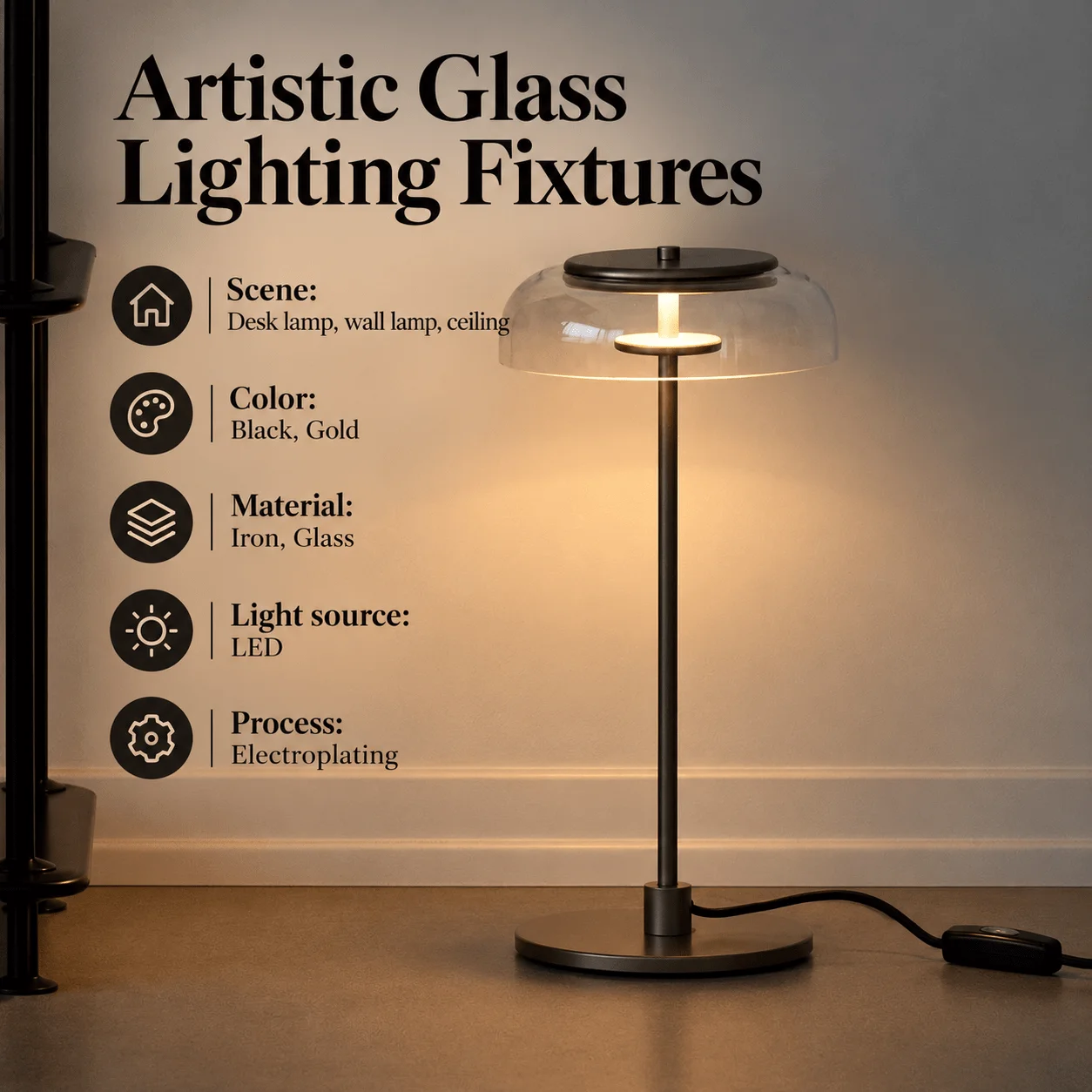 Persun Nordic ins glass table lamp American style luxury designer living room study postmodern bedroom bedside lamp