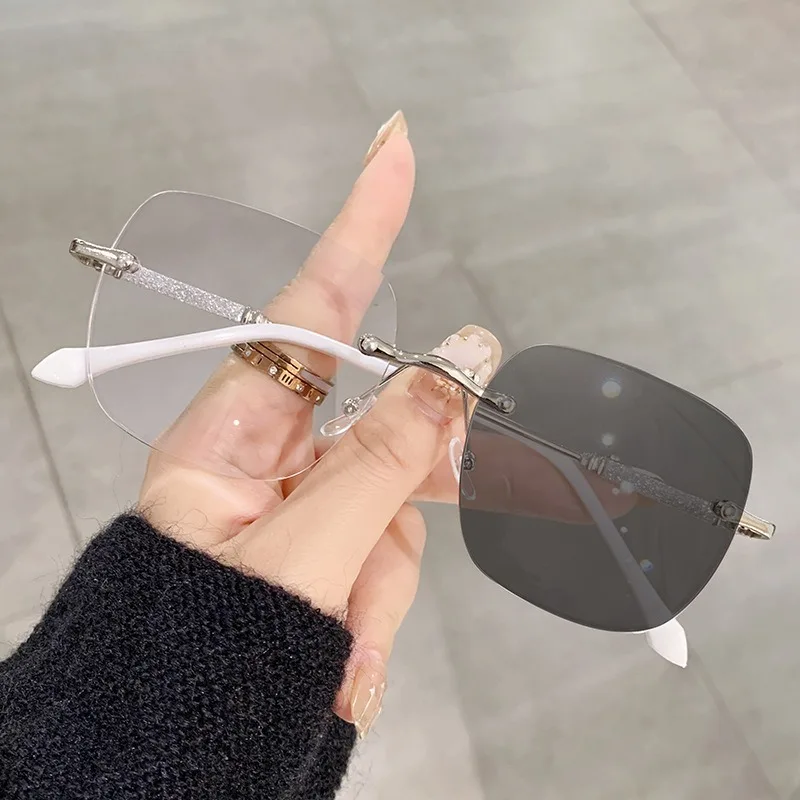 Photochrome Anti-Strahlungs-Rahmenlose Brille für Damen und Herren, randlose Übergangsbrille, 2-in-1-Brille – Detail 6