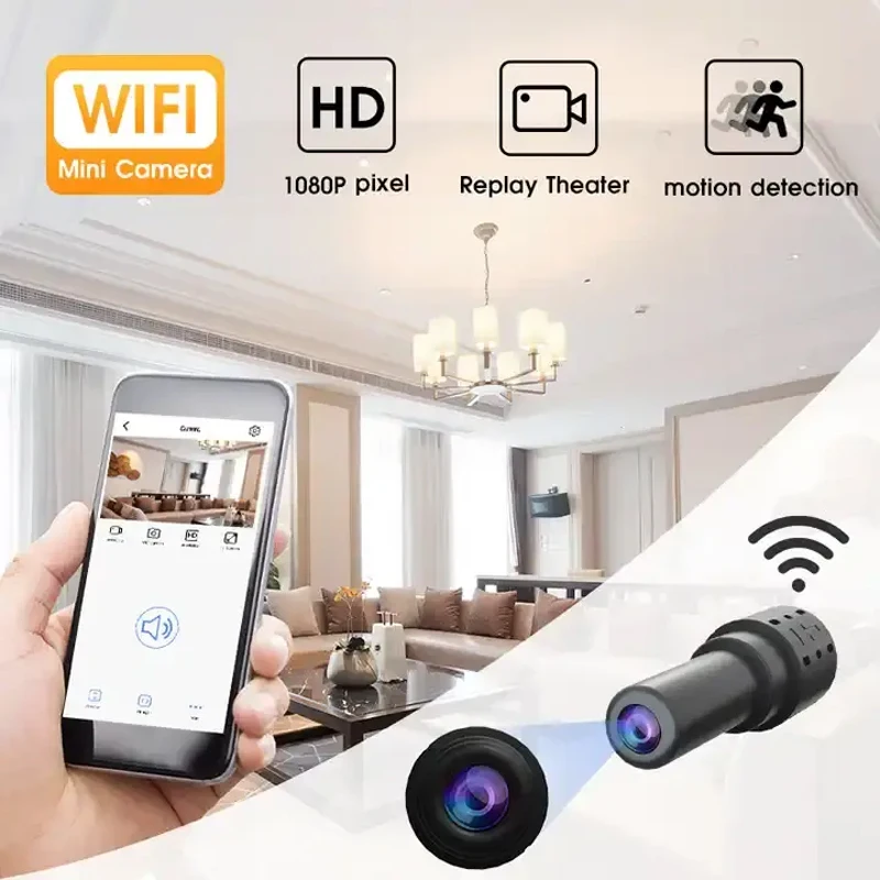 Minicámara X14 140 ° con WiFi, videocámara HD 1080P con visión nocturna infrarroja, Monitor para detección de movimiento, vigilancia