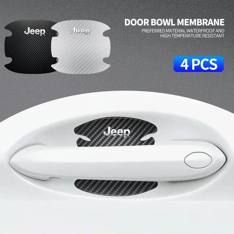 

4 шт. защитных наклеек от царапин для дверных ручек автомобиля для Jeep Renegade, Compass, Grand Cherokee, Wrangler JK, Gladiator, Patriot, Liberty