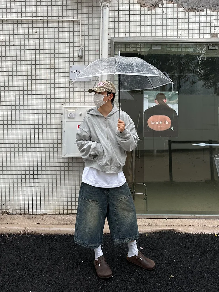 American Retro Waed High Street Jeans orts Pantaloni larghi dritti a gamba larga casual versatili a sei sette lunghe per uomo e donna