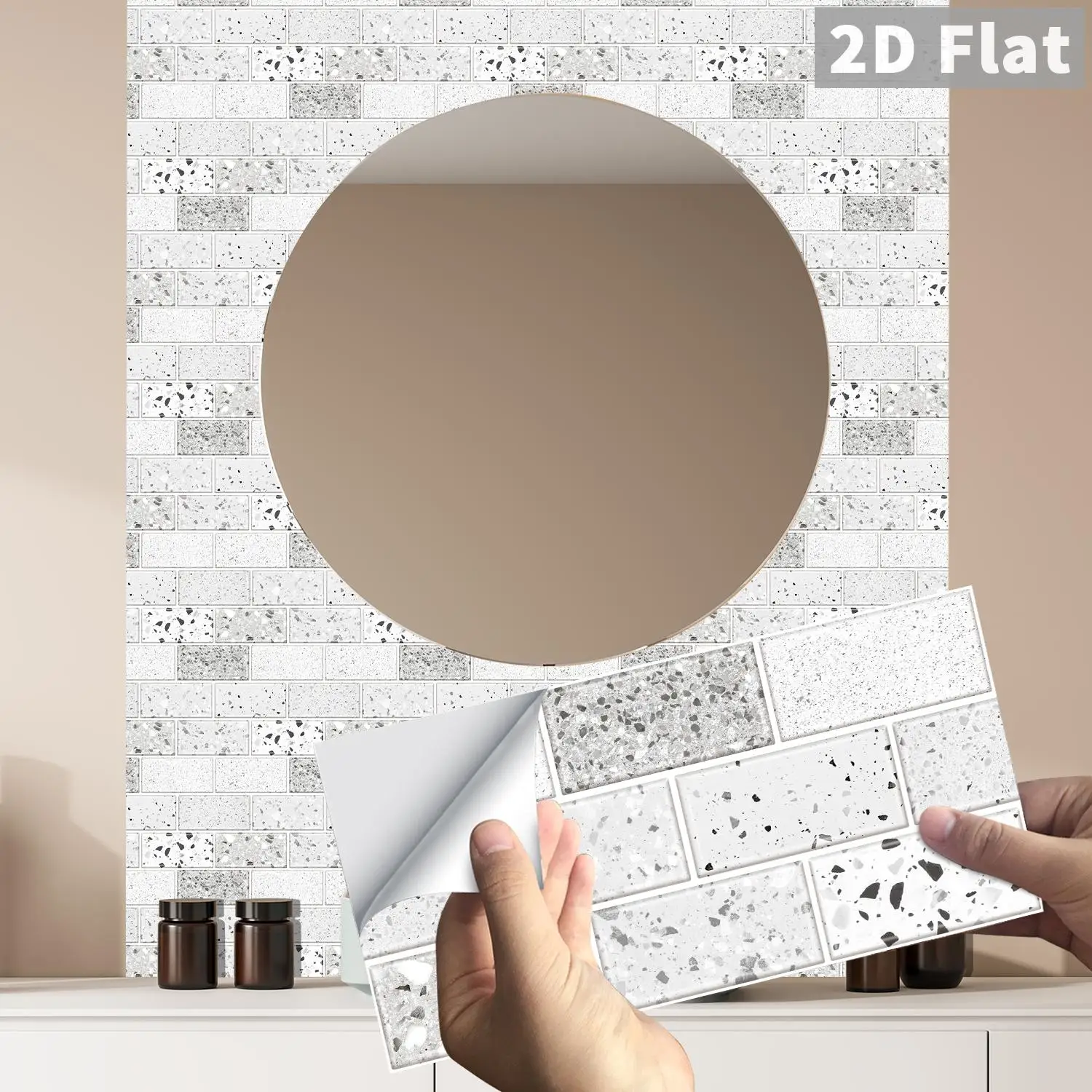 

Wall tile self-adhesive waterproof 2D flat sticker splash proof sticker, suitable for kitchen and bathroom interior decoration