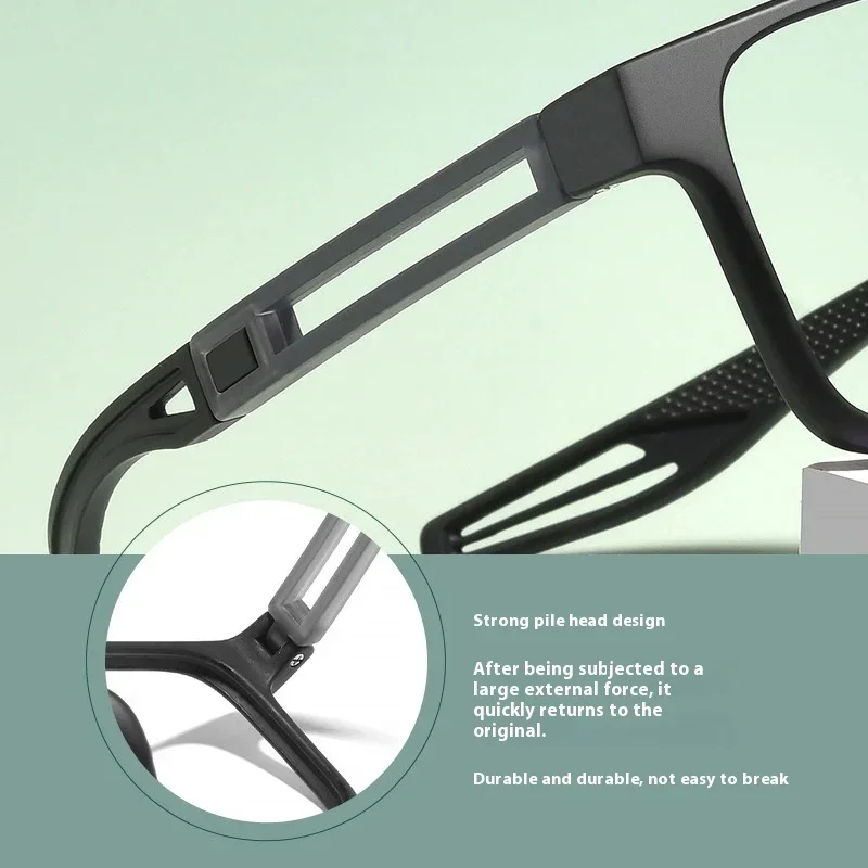 KIZN 스포츠 초경량 패션 스퀘어 근시 안경 프레임 TR90 패션 스포츠 광학 처방 남성 여성 고글 -0.50 ~