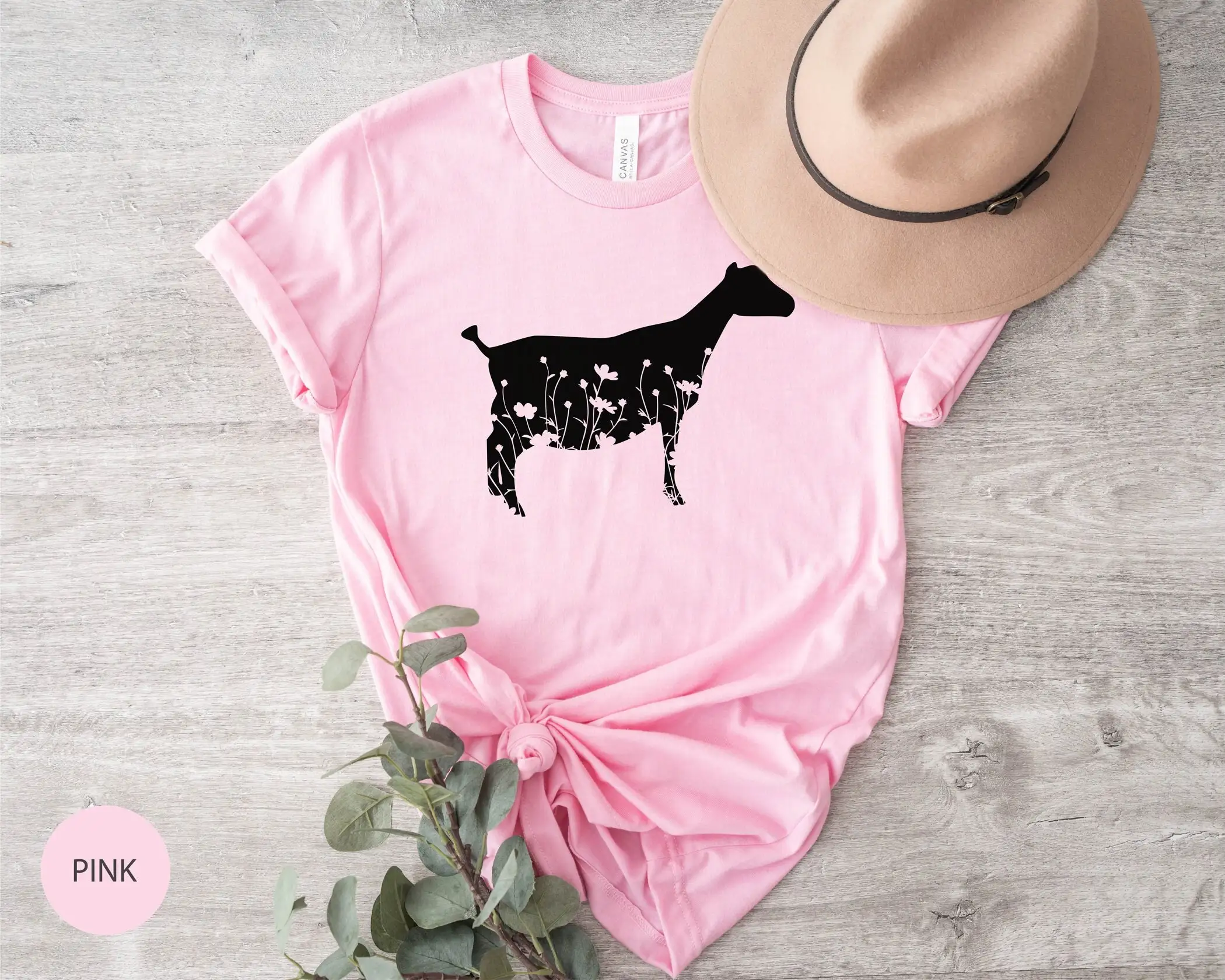 Farm Girl T Shirt Goat Easily Distracted By Goats Floral Lover Cute