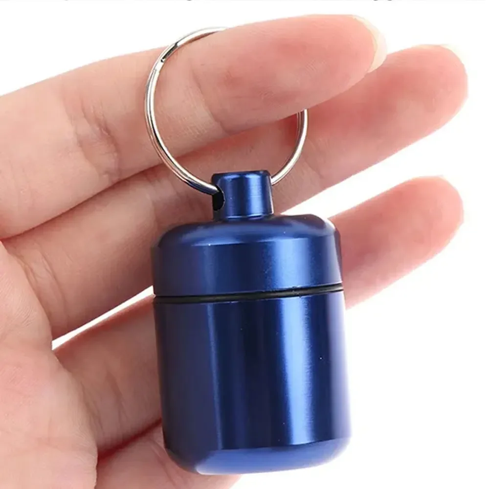 Aluminium Alloy Medicine Container Small Medicine Bottle Waterproof Sealed Metal Aluminium Canister with Key Ring