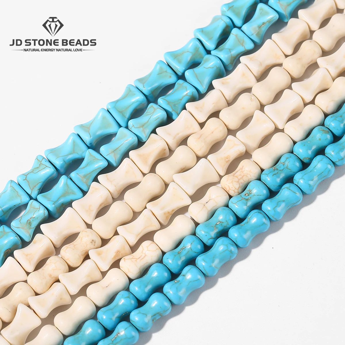 

Natural White Blue Turquoise Bone Shape Beads Loose Spacer Bead for Jewelry Making Diy Necklace Bracelet Accessory 15" Inch