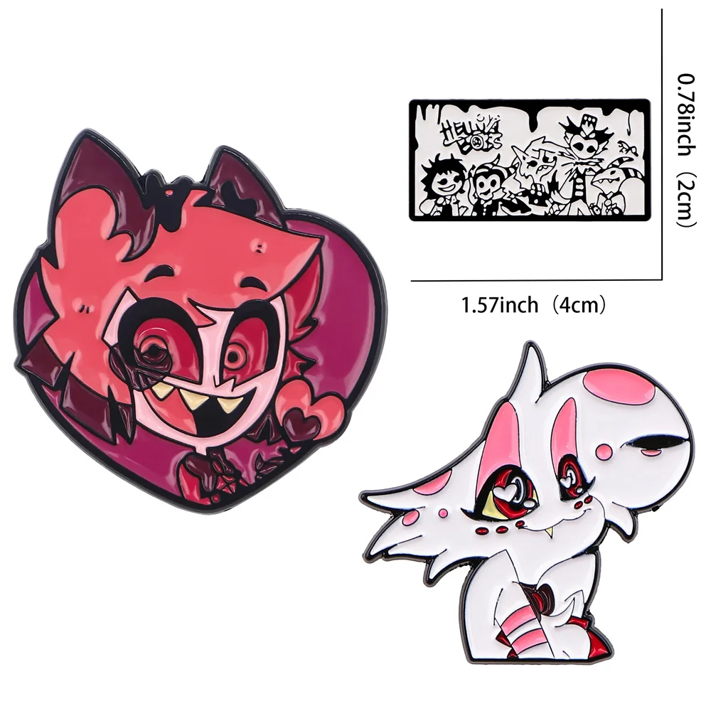 Anime Hell Hotel Characters Charlie Vaggie Angel Dust Pins Badges Brooches Clothing Enamel Pin Women's Badge Jewelry Accessory
