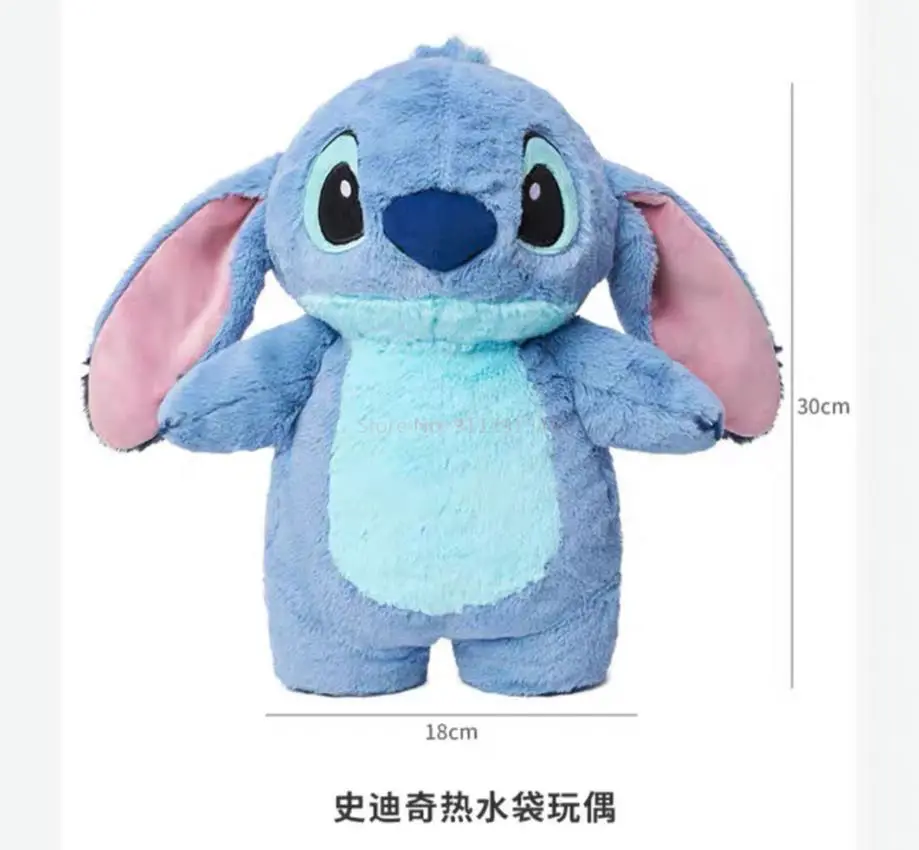 Disney Anime Hobby Stitch botella de agua caliente de felpa extragrande para mujer, calentador de manos de llenado de agua para el hogar, regalo para novia, Invierno