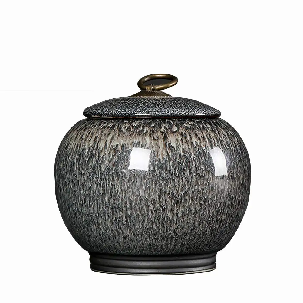 Pet Cremation Urn for Ashes, Gradient Gray Glaze, Ceramic Urn for Memorials, Small Holds Up to 30 Cubic Inches