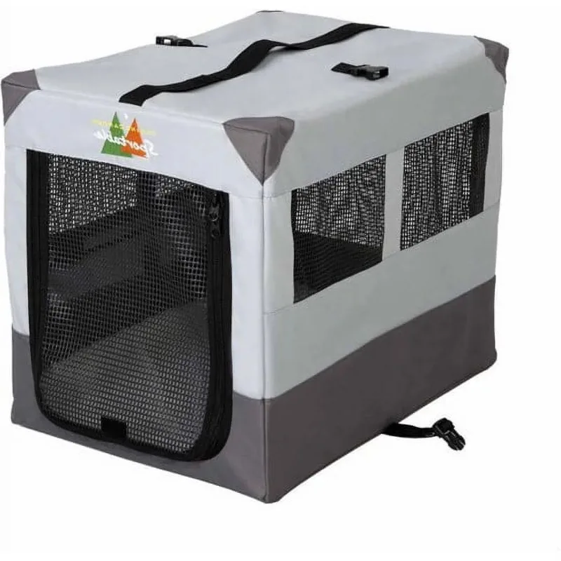 

24" Canine Camper Soft Dog Crate with Synthetic Sheepskin Pad, Gray