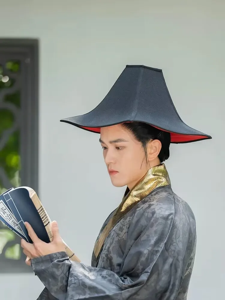المموج قبعة Hanfu قبعة الذكور يوان مينغ سلالة تأثيري المرحلة الدعائم القطن الكتان الأسود مربع قبعة Hanfu قبعة Hanfu اكسسوارات