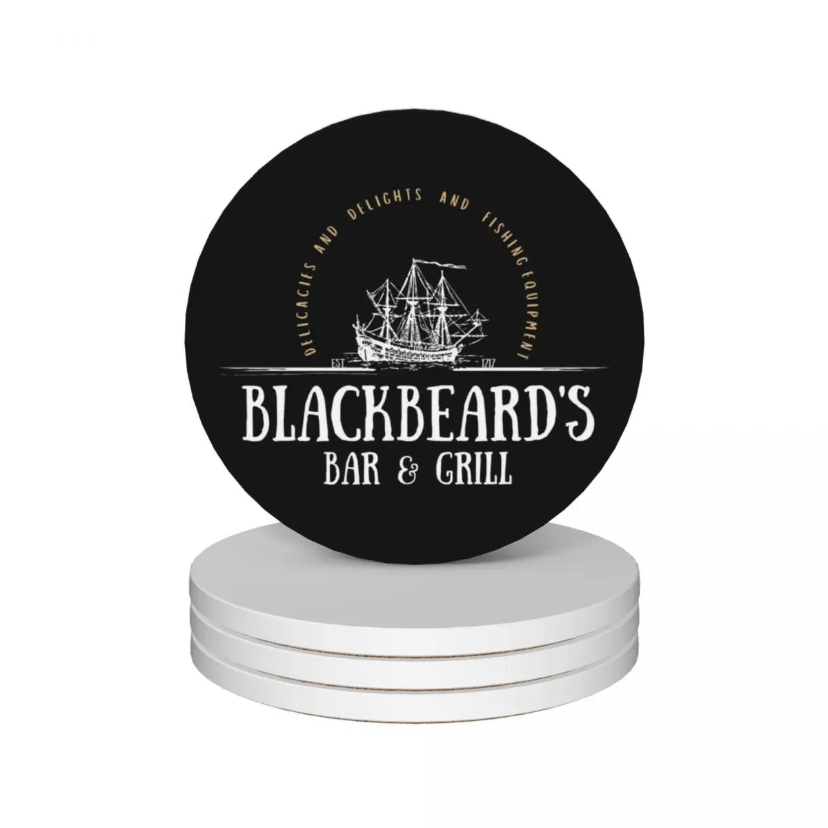 

Blackbeard's Bar and Grill Ceramic Coasters (Set of 4) teapot mat drinks Coasters