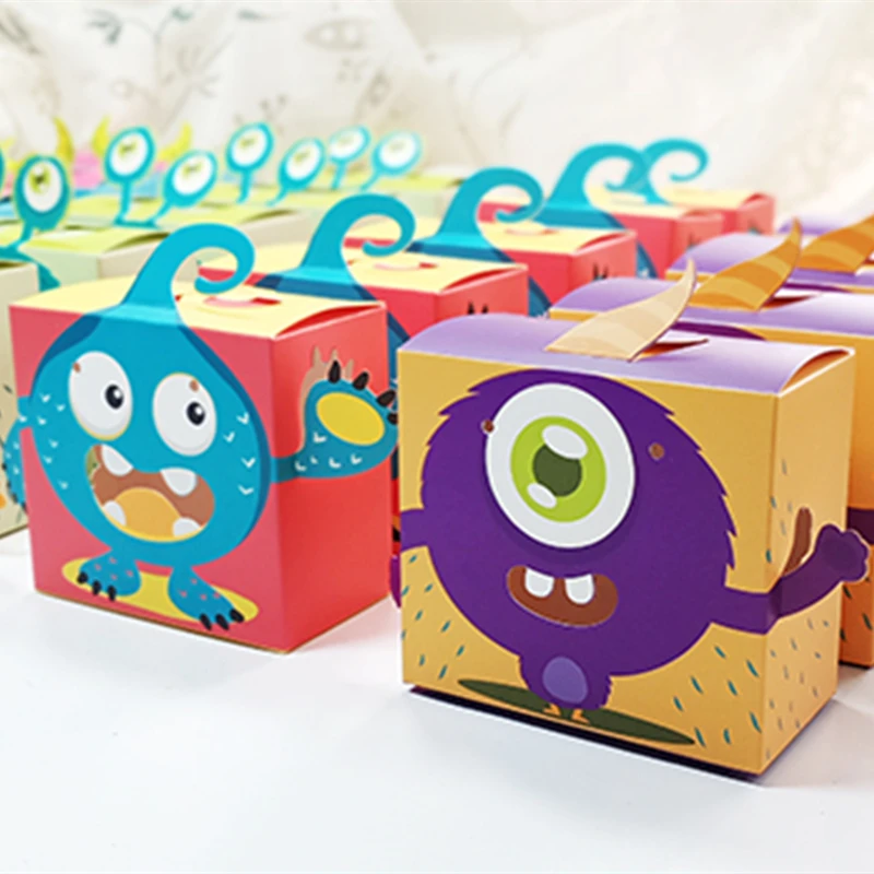 Kids Birthday Decorations Favors Halloween Cartoon Gift Bag With Handle For Baby Shower Candy Box Cookie Monster Party Supplies