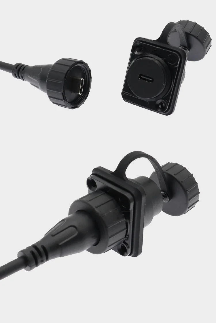 Waterproof Outdoor Screw Panel Chassis Cabinet Mount Circular RJ45 Cat6 HDTV HDMI-comp USB3.0 Type c Connector Extension Cord