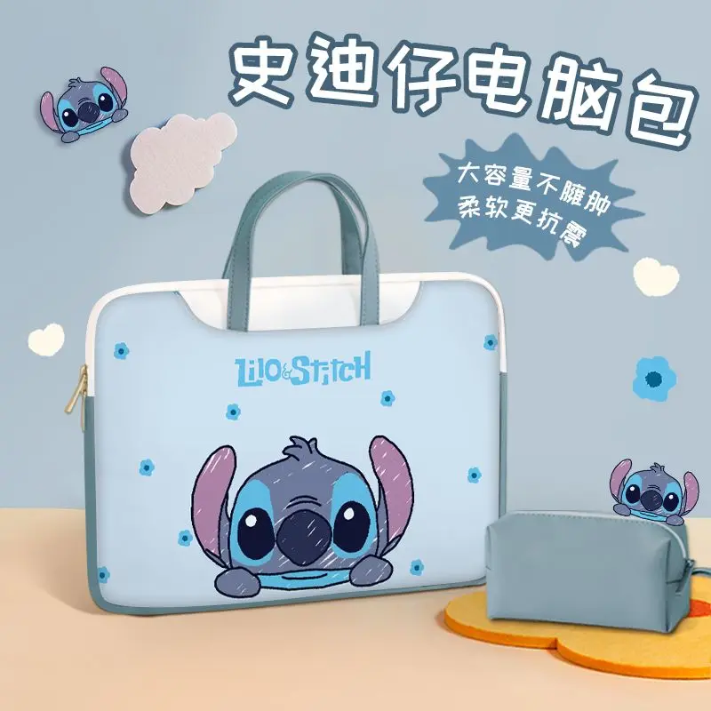 

Disney Stitch Strawberry Bear Laptop Bag Cute Large Capacity Tablet Organizer Cartoon Handbag Laptop Case 12in 13in 14in 16in